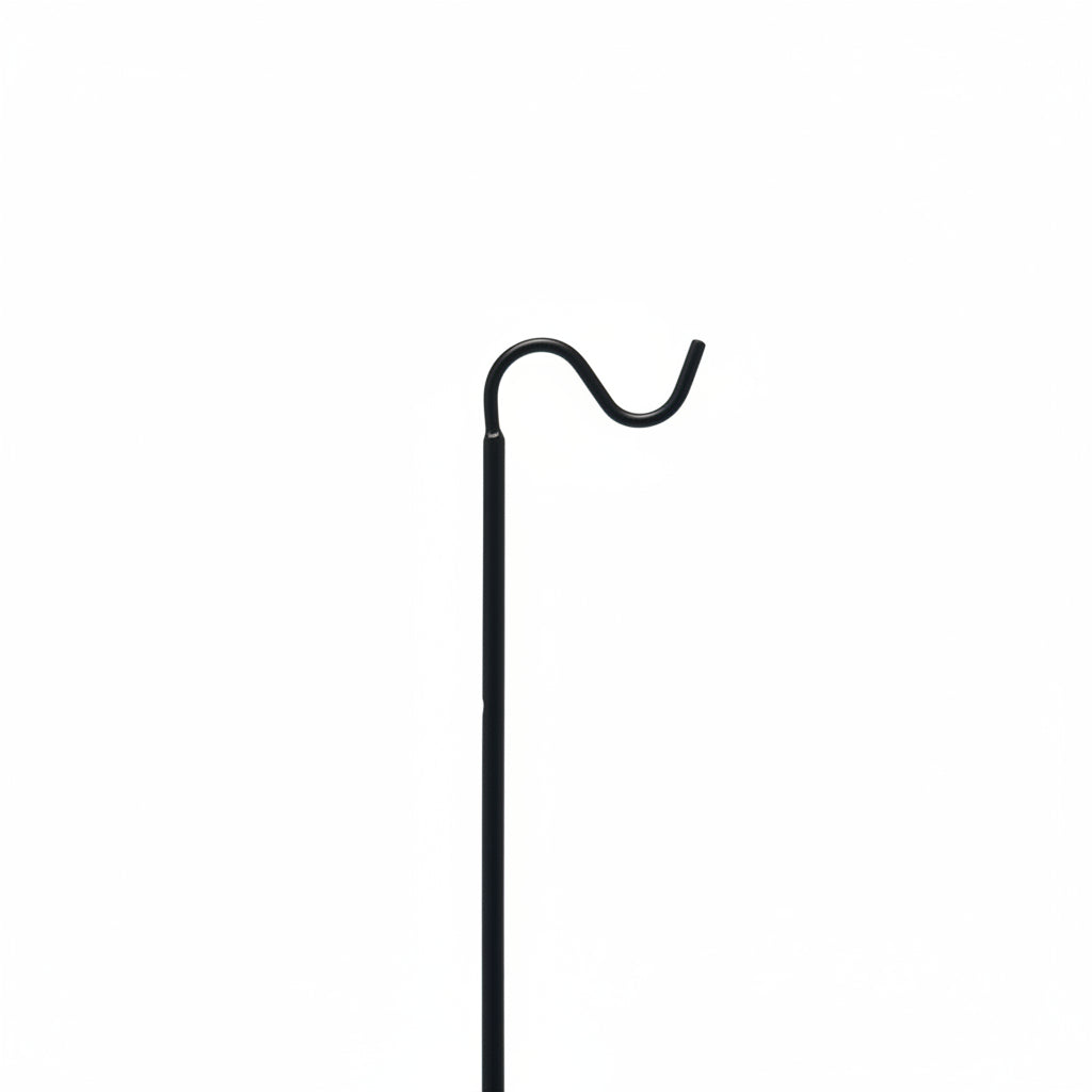 Vaatekoukku, luonnonvärisellä puukahvalla, musta, 130 cm