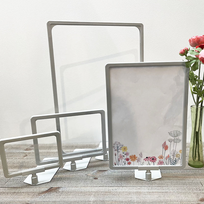 Kyltinpidike, A5, taitettava sisälevy, muovi, vaaleanharmaa