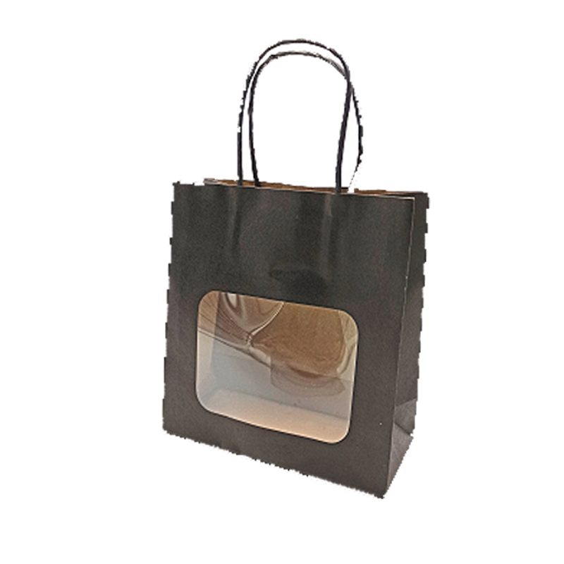 Paperipussi, ikkunalla, musta, 20 kpl/pak., K 18,5 cm