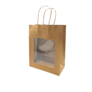 Paperikassi. K 27,5 cm. Ikkuna. Lahjapussi - luonnonväri. 20 kpl.