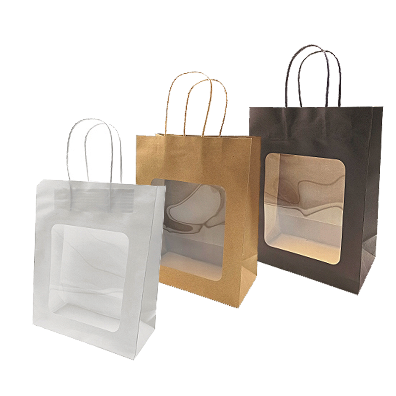 Paperikassi. K 27,5 cm. Ikkuna. Lahjapussi - luonnonväri. 20 kpl.