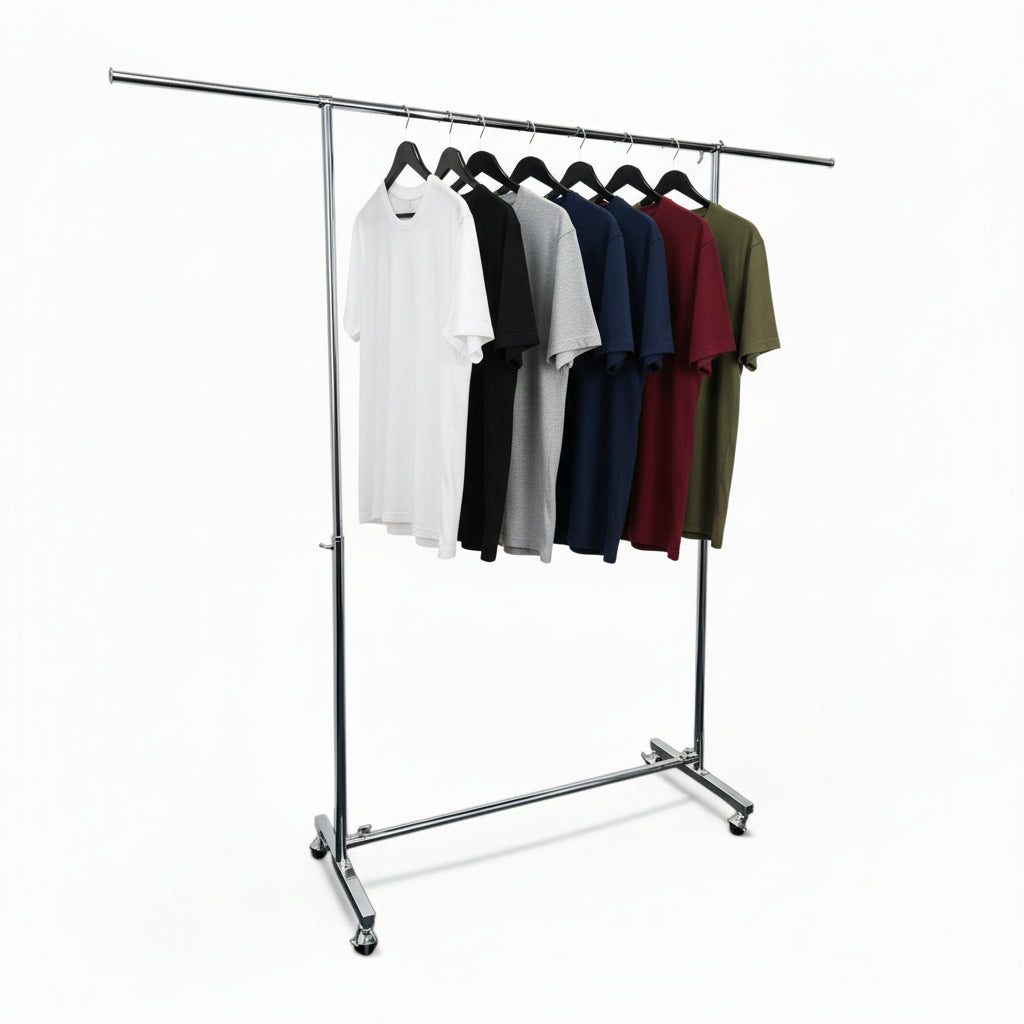 Spacey vaatekisko/vaateteline pyörillä, kromi.