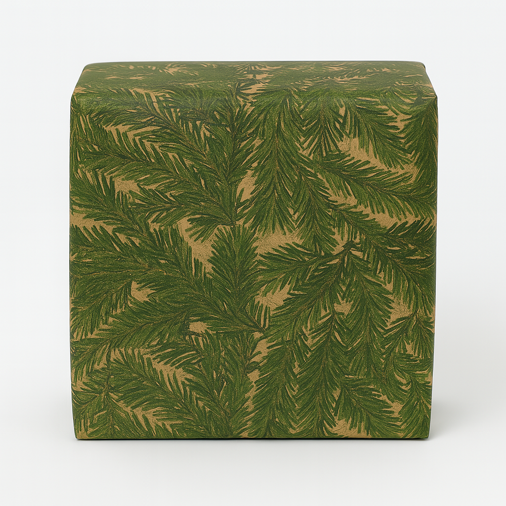 Julepapir B 50 cm. Gran print, kraftpapir. 100 mtr