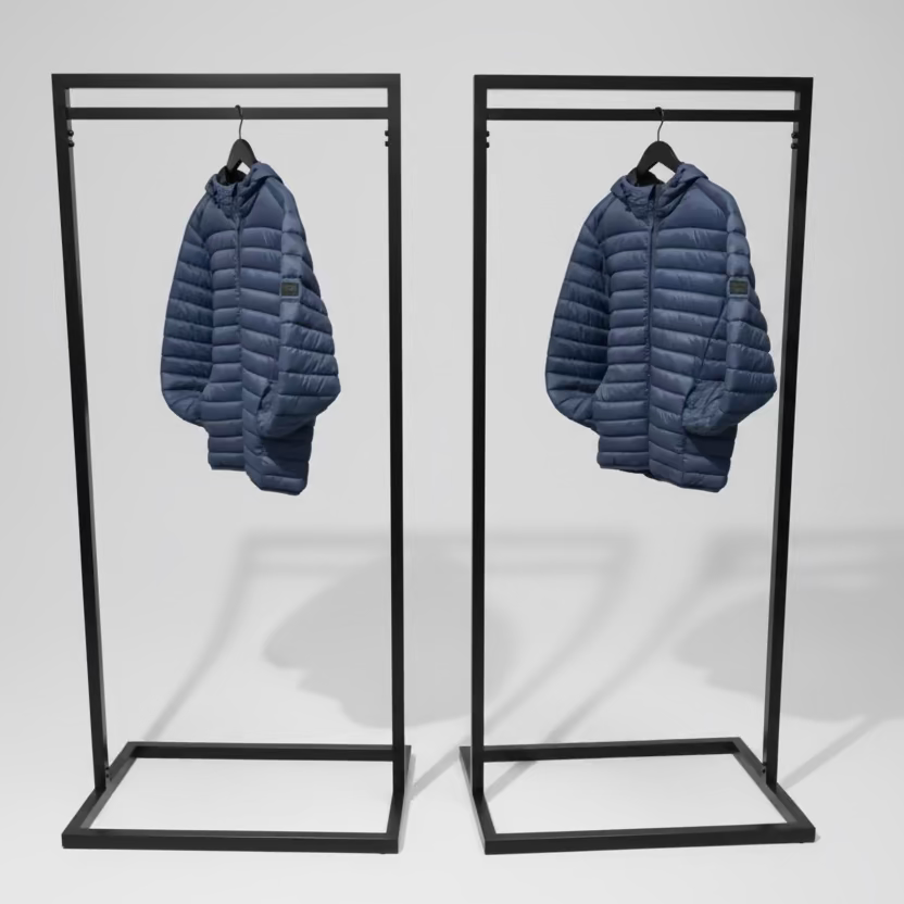 Vaatenaulakko, musta, L80 x S50 x K180 cm. Vaateteline Frame. Pakkaus, 2 kpl.