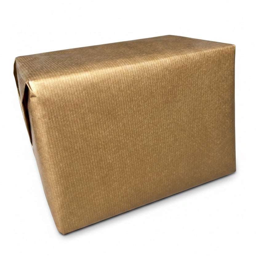 Gavepapir B 57 cm. Guld, mat, kraftpapir. 200 mtr.