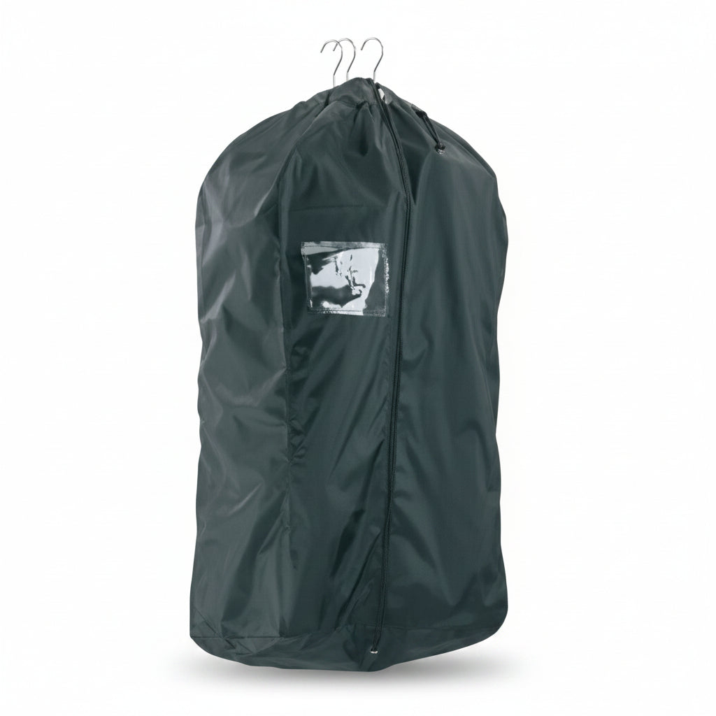 Sort kollektionspose i nylon med lynlås, 61 x 25 x 122 cm