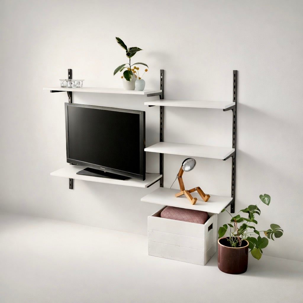 TV-seinä Framework-kiskoilla, setti kuten kuvassa