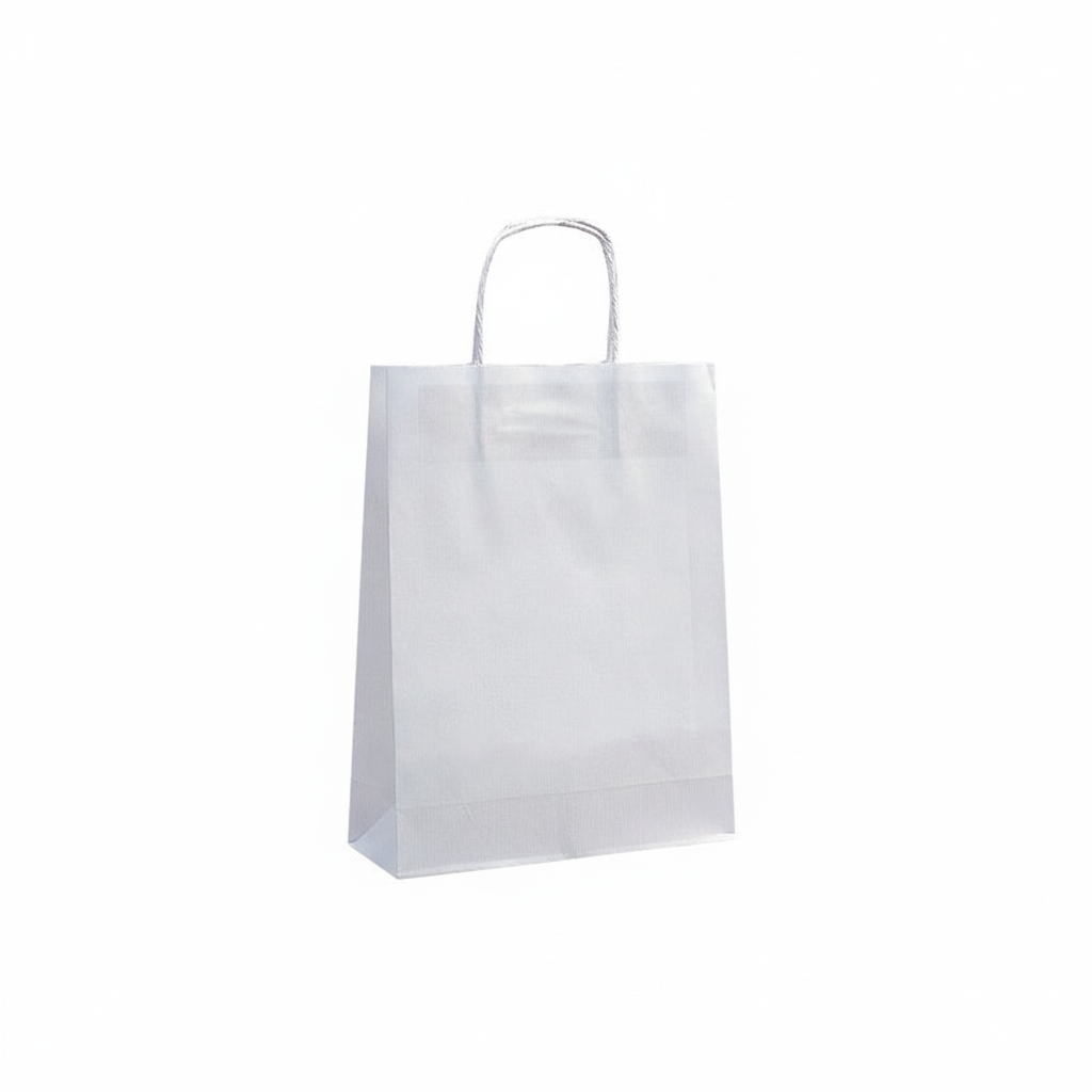 Papirpose med snoet håndtag, hvid, pk med 50 stk., 24 x 10 x H32 cm