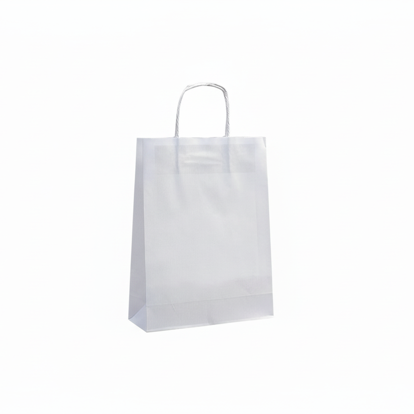 Valkoinen paperipussi 14x8x21 cm