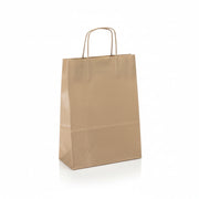 Papirpose med snoet håndtag, natur, pk med 50 stk., 24 x 11 x H31 cm