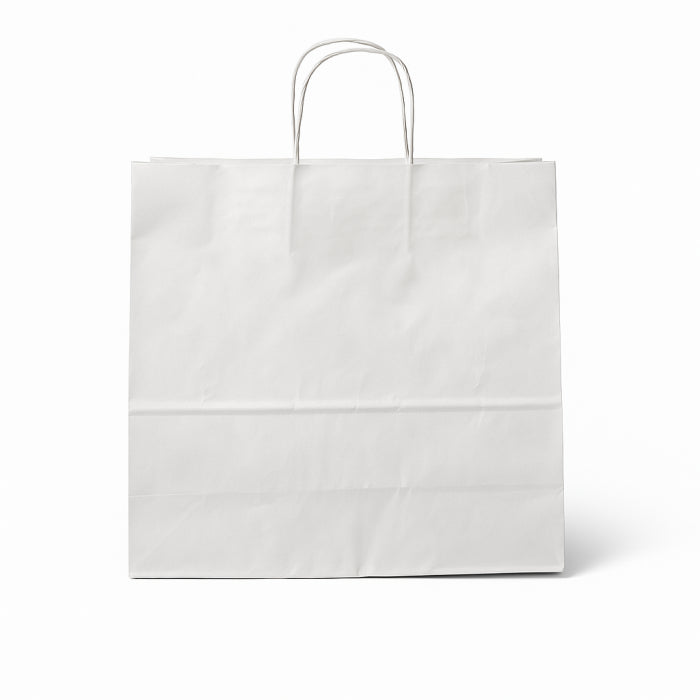 Papirpose med snoet håndtag, hvid , pk. med 50 stk., 35 x 14 x H36 cm.