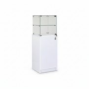 Slimline vitrine med underskab. Lås i vitrine og skab, hvid, B46 x D46 x H148