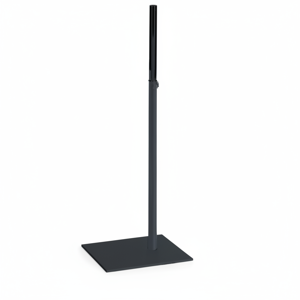 Jalka torsolle, teleskooppinen, korkea, musta, nelikulmainen levy, K58-126 cm, Elite torso (Sarja 5200)
