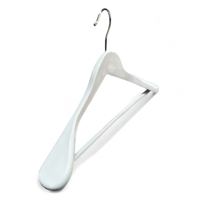 Massiivipuinen takkihenkari liukumattomalla housutangolla – valkoinen, 2. laatu, 45 cm