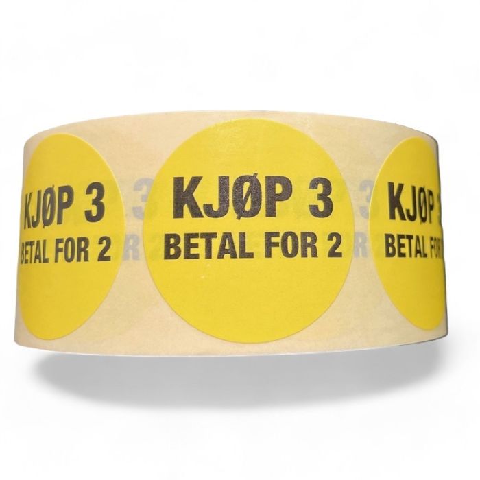 Etiketti osta 3, maksa 2, keltainen, rulla 1000 kpl.