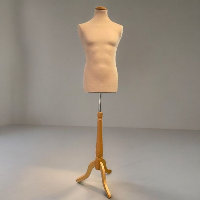 Treviso miestenrengas, pellavansävy, pitkä runko, 3 jalkaa, tasainen pää, vaalea puu