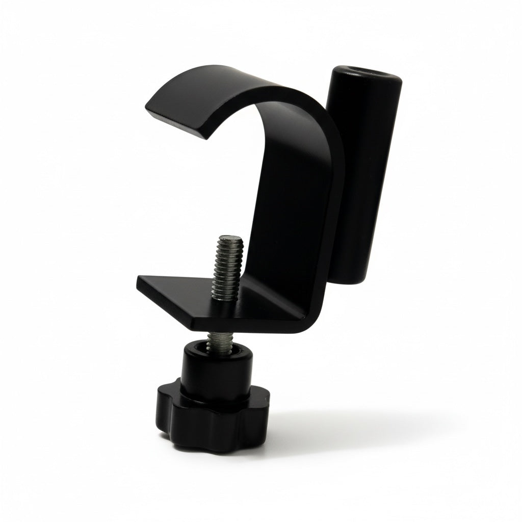 Beslag til skilterammer, til oval el. rundt rør. Sort