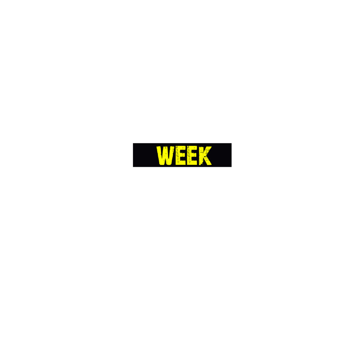 Plakat. Week, sort og gul, 50 x 12 cm