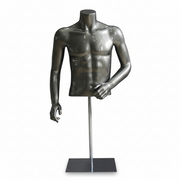 Miesten torso pöytämalli. Kiiltävä harmaa nystyrillä
