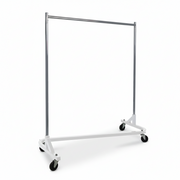 Z-stativ, krom/hvid bund, 155 x 54 x H173 cm., 100 mm hjul i hård plast
