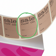 Etiketter, Sale now on, 2,5 x H4,4 cm, rulle med 500 stk.
