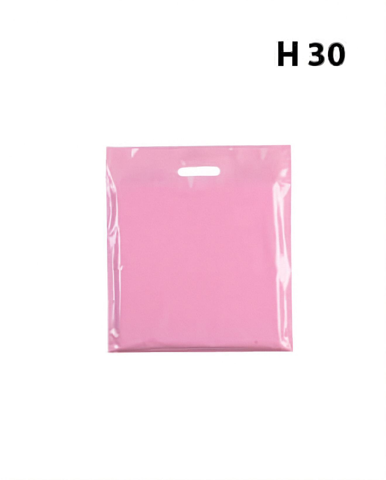 Plastpose, lille, lyserød, pk. med 100 stk., 35 micron, B 25 X D/BF 6 X H 30 cm., forstærkede håndtag