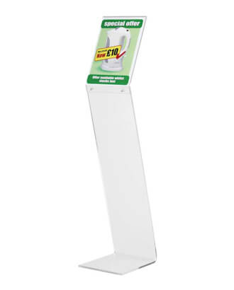 A4 gulvskilteholder i klar akryl, højde 100 cm