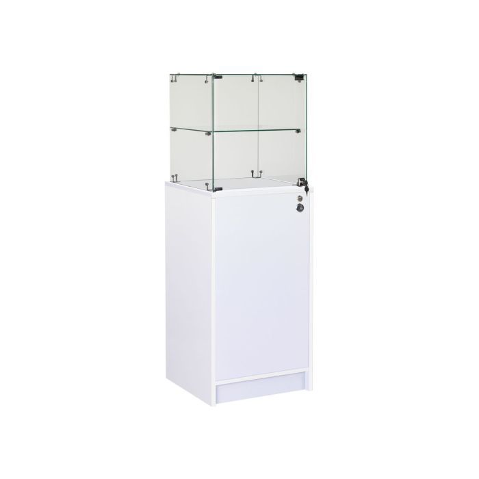 Slimline vitriini alaosalla. Lukko vitriinissä ja kaapissa, valkoinen, L46 x S46 x K148