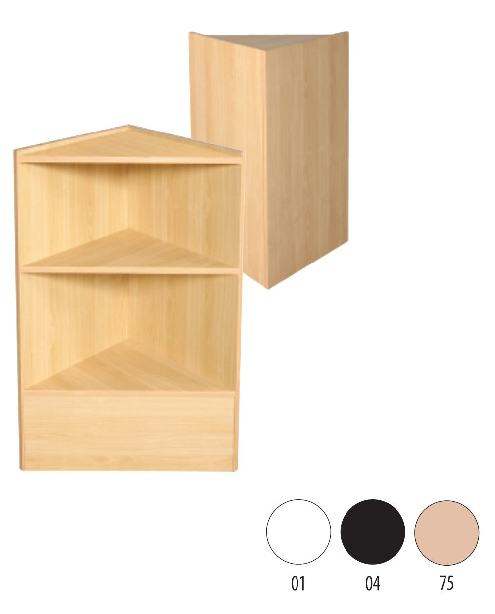 Slimline Disk, kulmamoduuli, sis. 1 hylly, vaahtera, L46 x S46 x K96 cm.