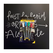 Tuschpenne, kridttusch til tavler og glas, rød, blå, grøn og hvid, 4 stk., 1-2 mm