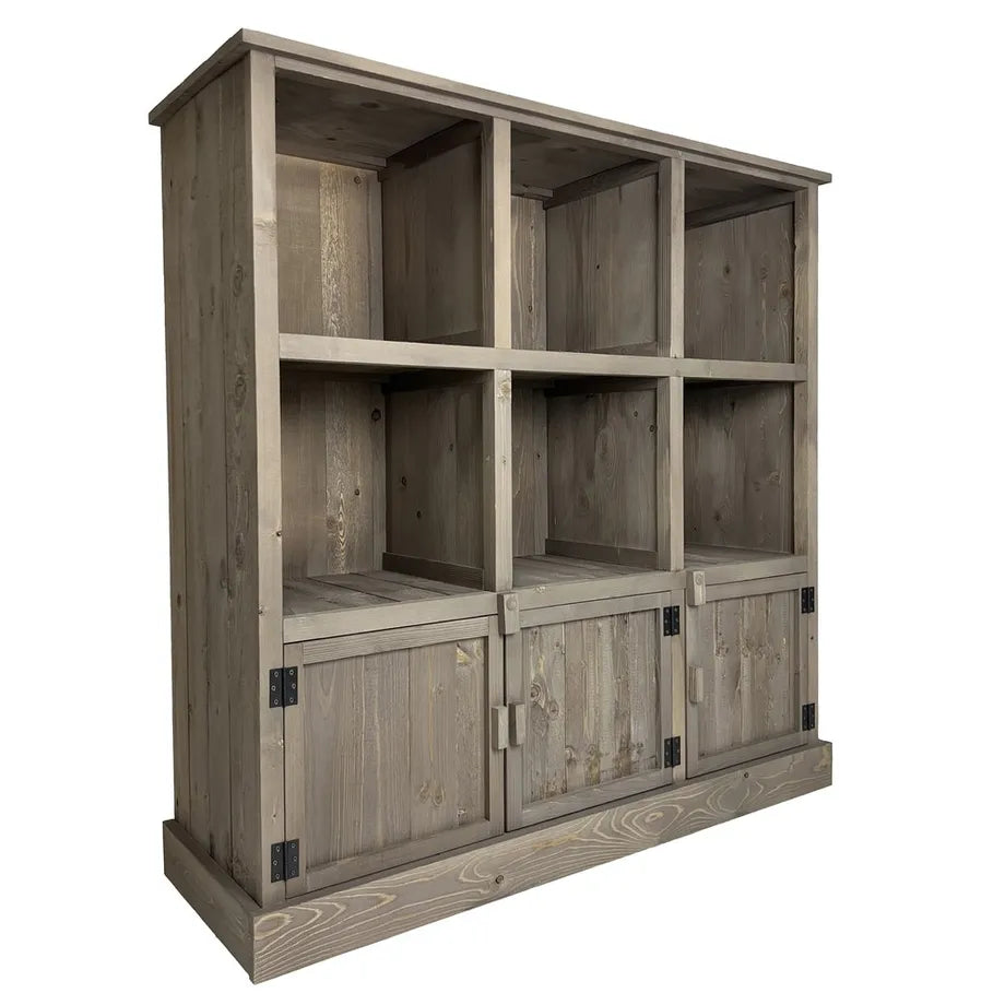 Graywood, hylly, 6 lokeroon ja 3 kaappiin. Korkeus 110 cm