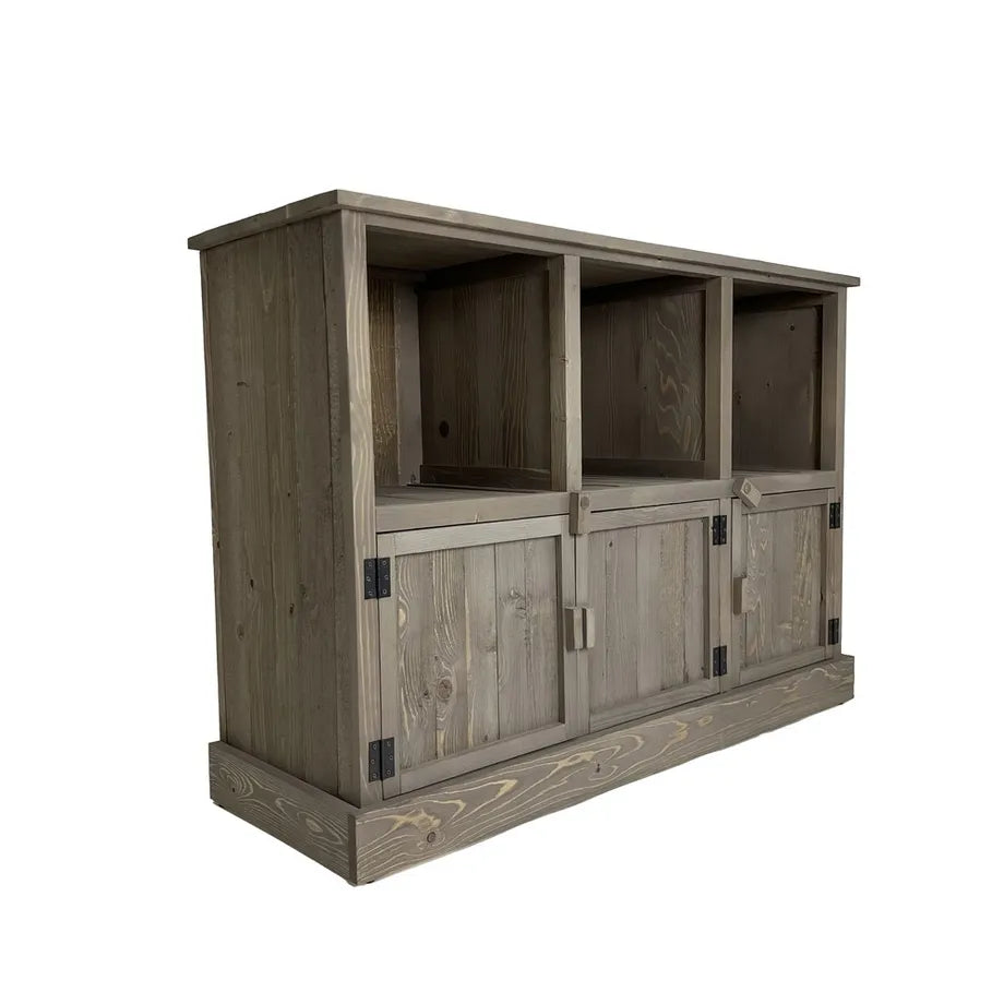 Graywood, hylly, jossa 3 lokeroa ja 3 kaappia. Korkeus 80 cm