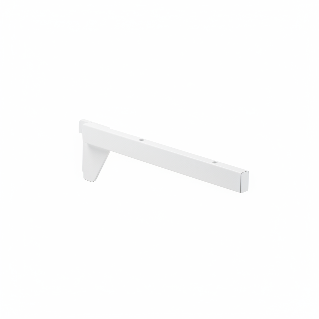 Hylleknekt, rett, høyre, hvit, 30 cm, multitetilbehør - 12 mm