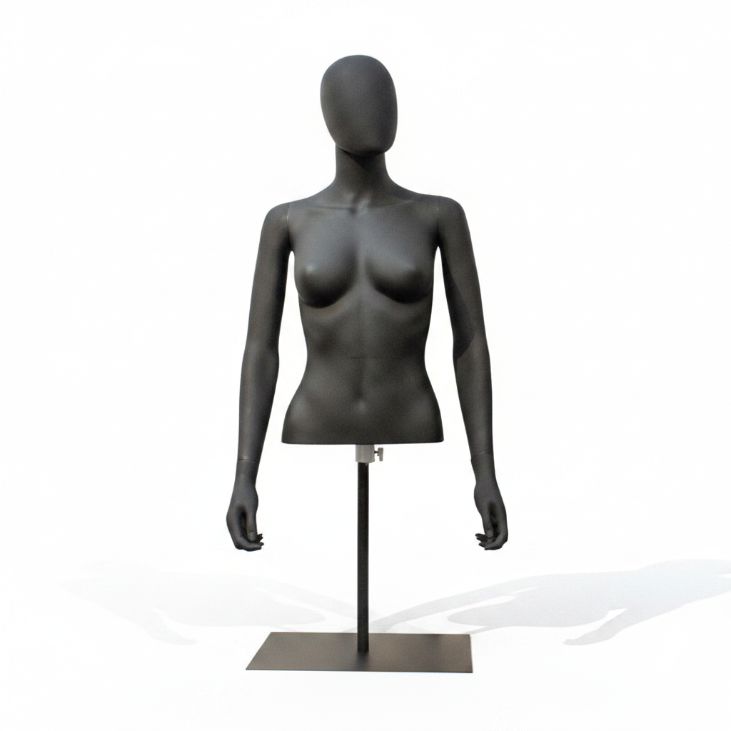 Dametorso til borddisplay. Sort plast