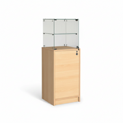 Slimline-vitriini alakaapilla. Lukko vitriinissä ja kaapissa, vaahtera, L46 x S46 x K148