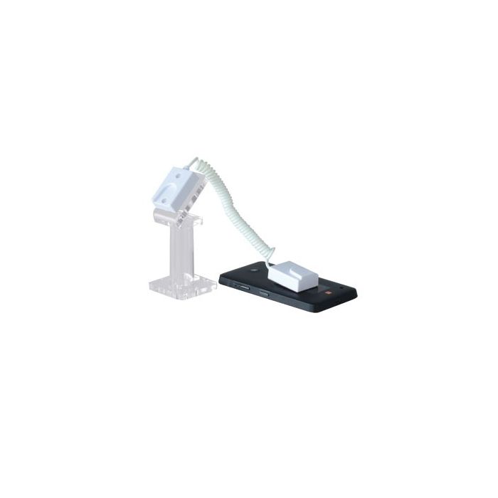 Varkauden esto - esim. puhelimille. Kirkas akryyli. 5 x 5 x K 12,5 cm.