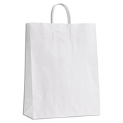 Paperipussi kierretyillä kahvoilla. H44 cm. Valkoinen