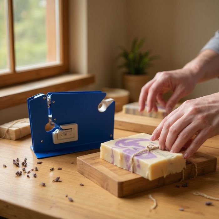 Pussulukituslaite metallista, L 17 x 5,8 x K 10,5 cm. Sininen