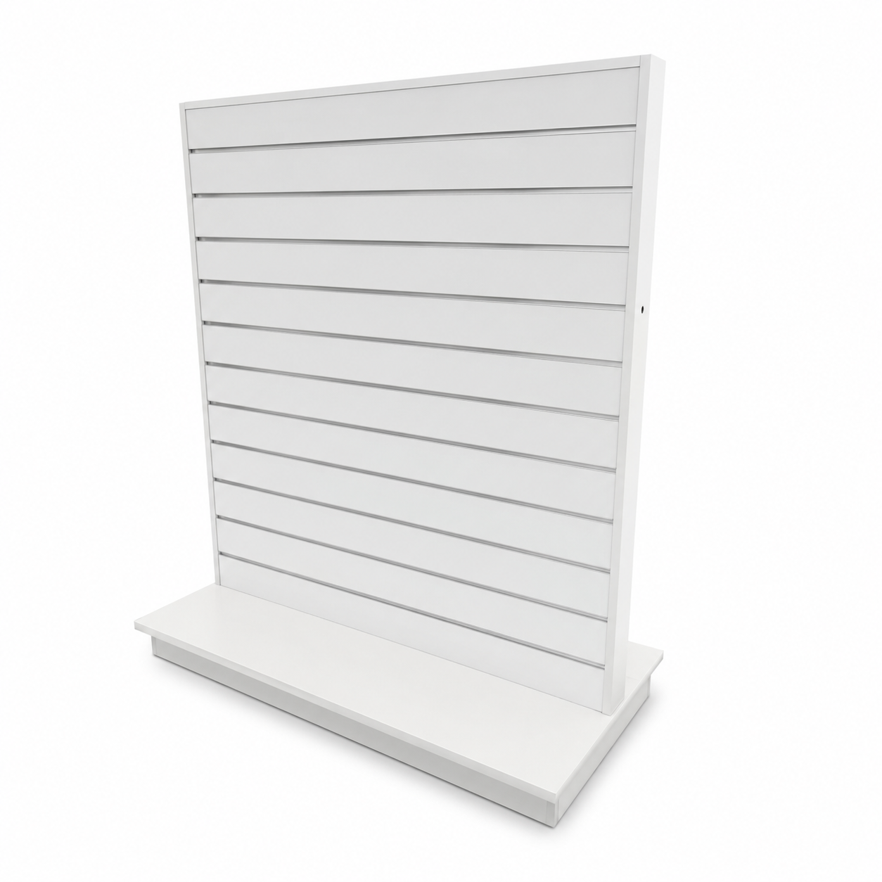 Gondol, dobbeltsidet, hvid, B124 x D61 x H132 cm. Rilleafstand 10 cm. Inkl. hjul