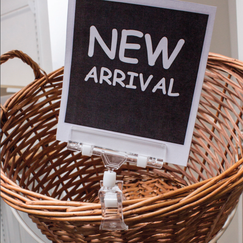 Clear Grip, skilteholder, med bred klemme, klar akryl, H10 cm