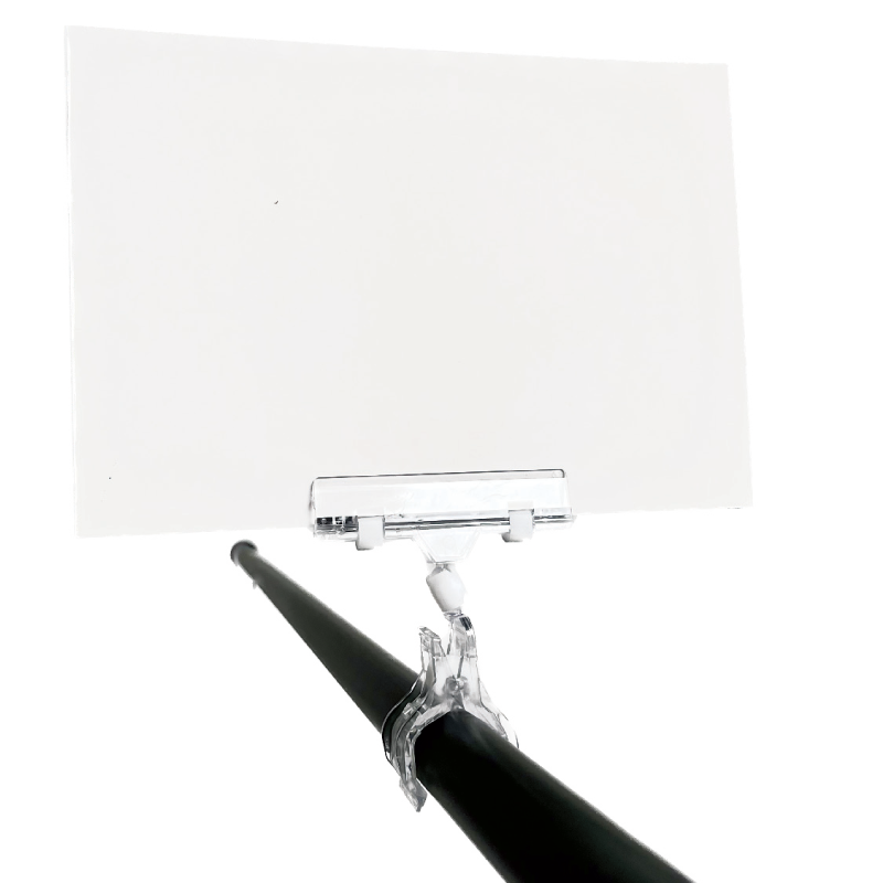 Clear Grip, skilteholder, med bred klemme, klar akryl, H10 cm