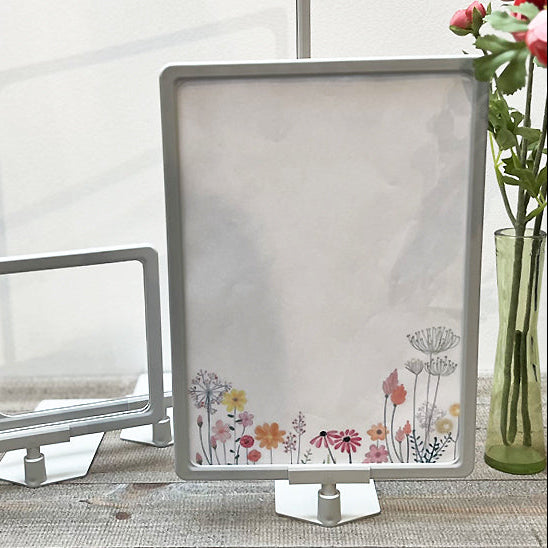 Skyltteline, A4, sisätaitettava levy, muovi, vaaleanharmaa