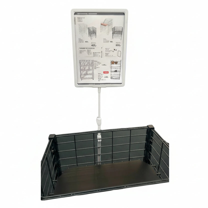 Kyltinpidike, A4, jousella langalle, muovi, Harmaa