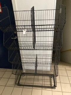 Vareprøve - Stabelkurve sæt, 5 kurve med hjul,budget, sort, 81 x 43 x H157 cm.