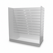H-gondol, hvid, med 10 cm rilleafstand, 124,6 x 60 x H132 cm inkl. hjul