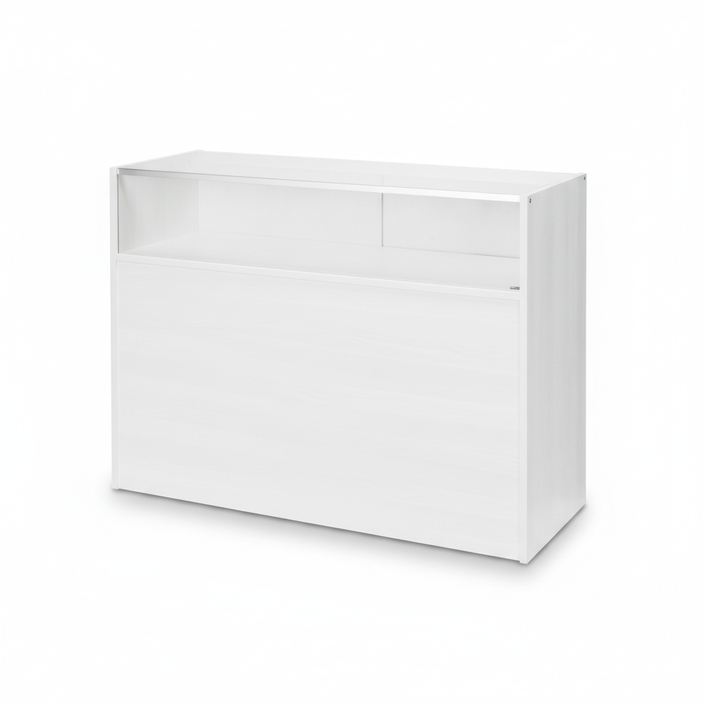 Slimline Disk, glasmodul, med 1/4 glasfront og skydelåger, hvid, B 122 × D 46 × H 96 cm