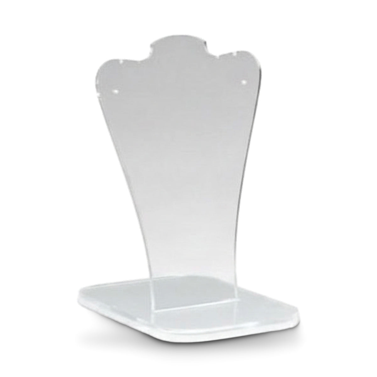 Halssmykkedisplay på fod. H 22 cm. Akryl. Busteform