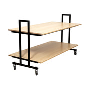 Salgsbord, L10, dobbelt med ahorn bordplade, sort, 155 x 74 x H90 cm.