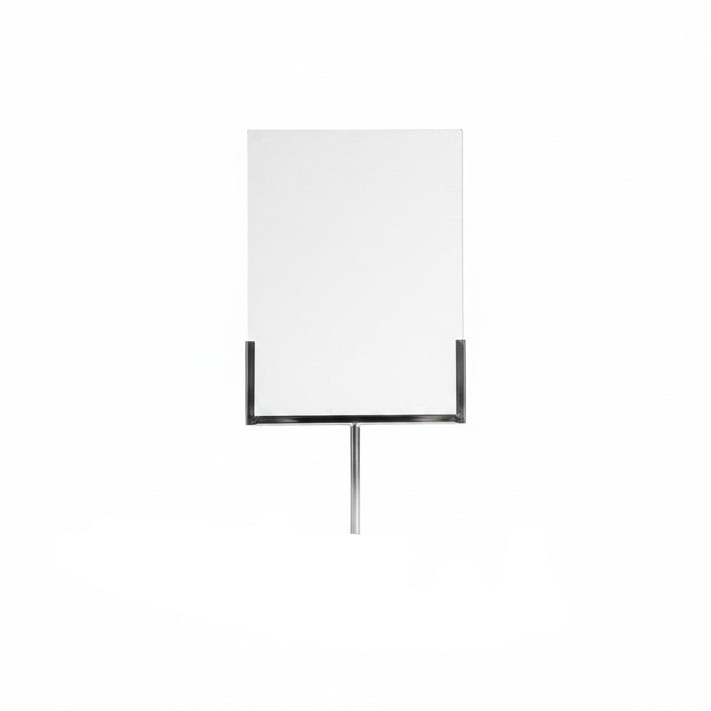 SuperSellerS A4 sign holder in chrome with clear plexiglass display for round retail stands