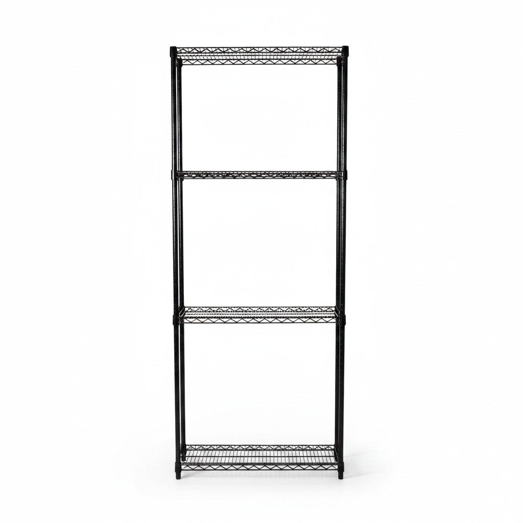 SuperSellerS TUBO tall black wire shelving unit with four tiers for retail display or storage